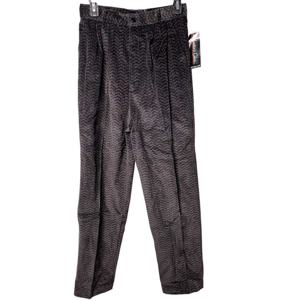 Hunter's Glen‎ Pant Women 11/12 Corduroy Cords Herringbone Brown Navy New Vtg